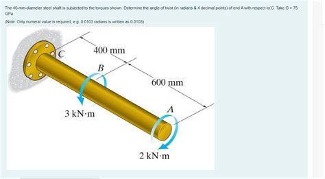 Solved The Mm Diameter Steel Shaft Is Subjected To The Chegg