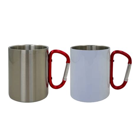 Caneca Aço Inox para Sublimação Alça Mosquetão 300ml Empório Sublimação