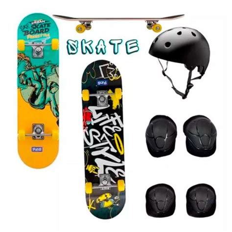 Kit Skate Infantil Crianças Todos Acessórios Iniciante Capacete