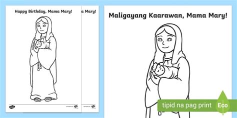 Happy Birthday Maligayang Kaarawan Mama Mary Coloring Sheet