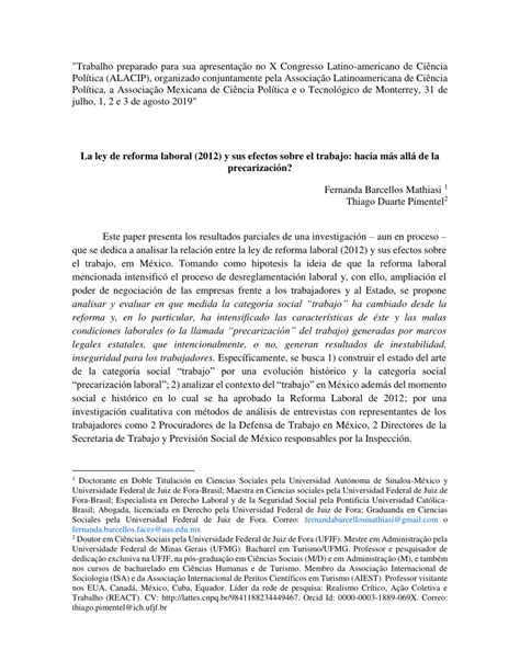 Pdf La Ley De Reforma Laboral 2012 Y Sus Efectos Sobre El Trabajo Hacia Más Allá De La