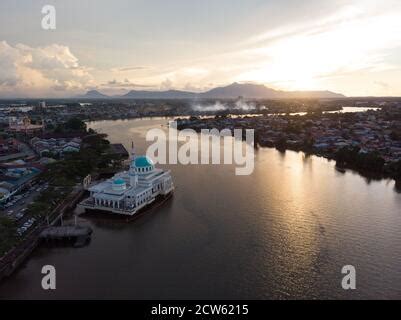 Aerial View Drone Of The Masjid Terapung Indian Mosque The Floating