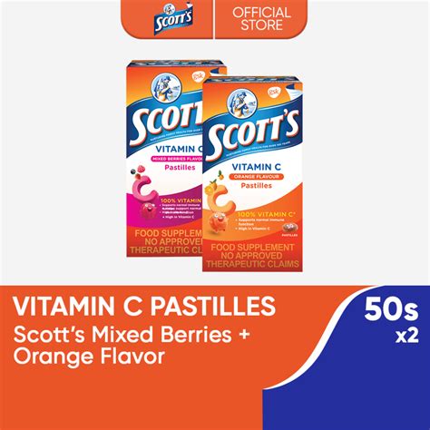 Scott S Vitamin C Pastilles Orange Mixed Berries S Pack Of