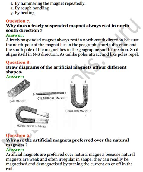 Grade 6 Icse Physics Magnetism Worksheet