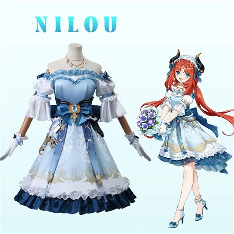 Game Genshin Impact Anime Princess Nilou Cosplay Nilou Luxurious Dress Uniform Accessories Wig