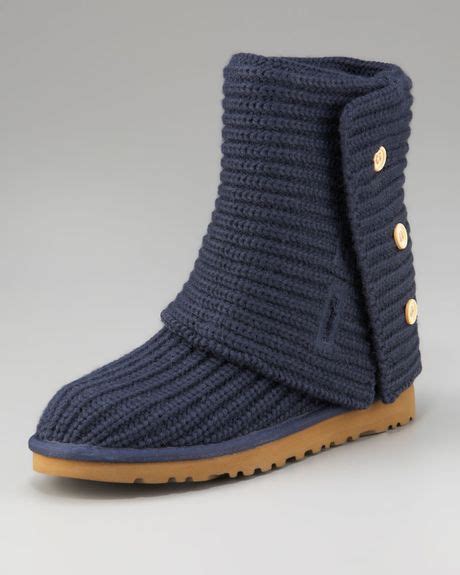 Ugg Classic Crochet Short Boot In Blue Navy Lyst