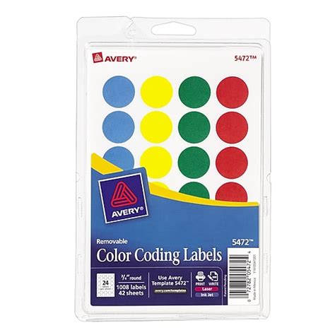 Avery® Round 34 Diameter Print And Write Color Coding Labels