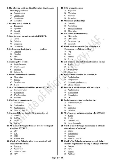 SOLUTION 1000 Microbiology Mcqs And Blanks With Answers Key Ppsc Gat