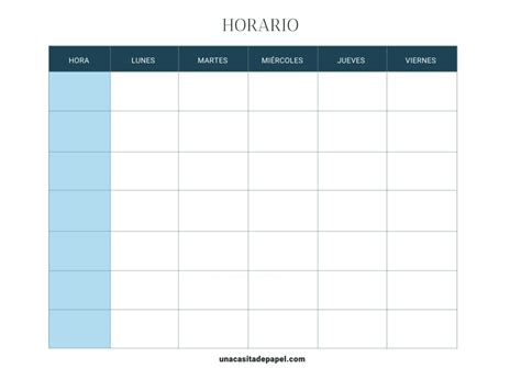 Horario Escolar Para Imprimir