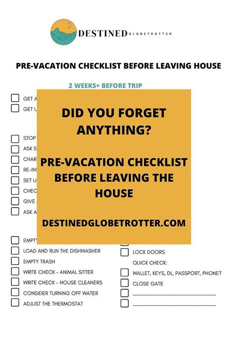 Pre Travel Checklist Before Leaving Your House With Free Printable