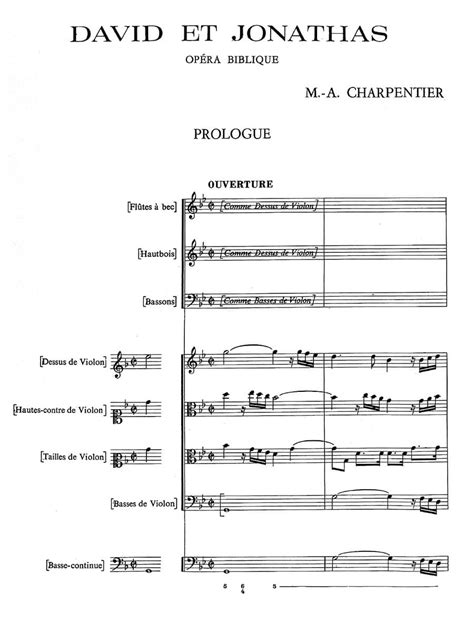 Charpentier Marc Antoine David Et Jonathas Full Opera Score