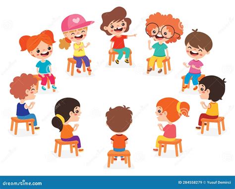 Brincadeira Sentada - Crianças Sentadas Em Círculo E Brincando Ilustração Stock - Ilustração ...