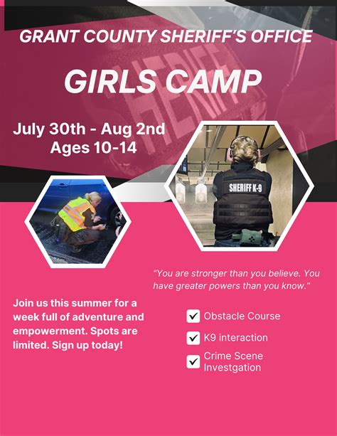 Grant County: Grant County Sheriff's Office: Sheriff's Girl Camp