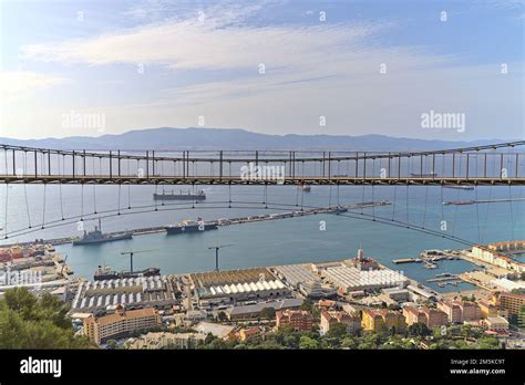 view  windsor suspension bridge  gibraltar stock photo alamy