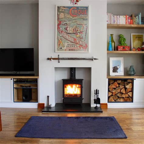 Alcove Storage Unit Cabinets And Wood Burning Stove Indoor Log Store