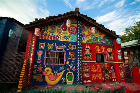 Download free photo of Taichung rainbow village taiwan,wall art,colorful painted houses,taiwan ...