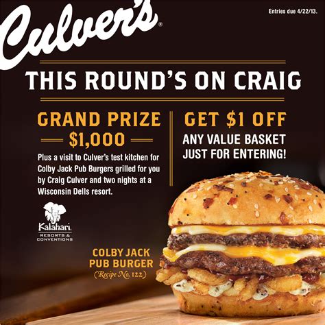 Culver's - Love Colby Jack Pub Burgers? Enter to Win! (P.S. You'll get