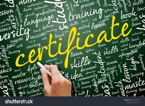 Certificate Word Cloud Collage Education Concept Stock Photo