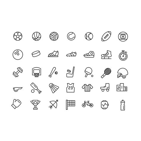 Sport Icons Pack Vector Icons Set SVG Minimalist Icon Etsy UK