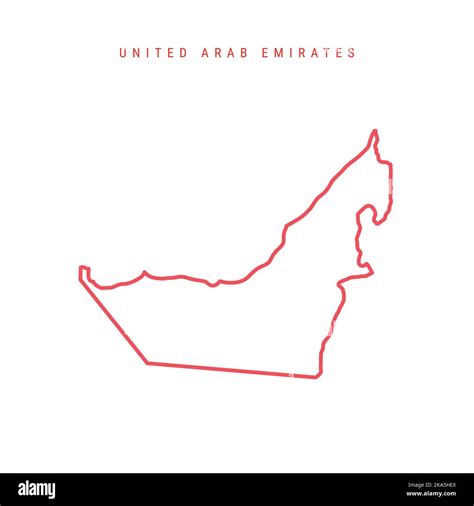 United Arab Emirates Outline Map UAE Red Border Country Name