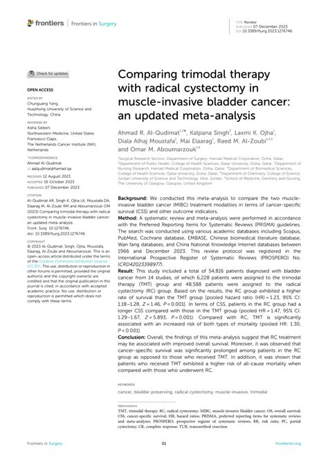 Pdf Comparing Trimodal Therapy With Radical Cystectomy In Muscle