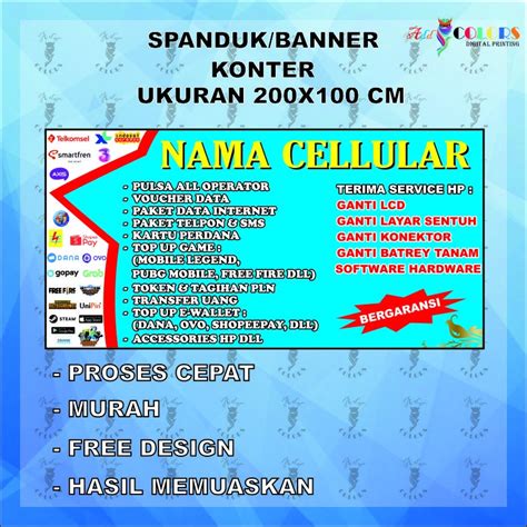 Jual Bannerspanduk Konter Ukuran 200x100 Cm Shopee Indonesia