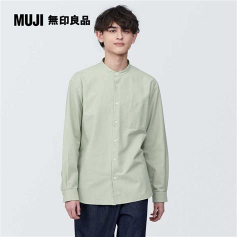 男有機棉水洗牛津布立領長袖襯衫【muji 無印良品】 Pchome 24h購物