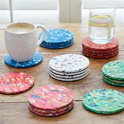 Set Of 4 Recycled Plastic Round Coasters Eco Friendly Sustainable Gifts