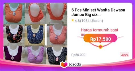 6 Pcs Miniset Wanita Dewasa Jumbo Big Size Lusinan Murah