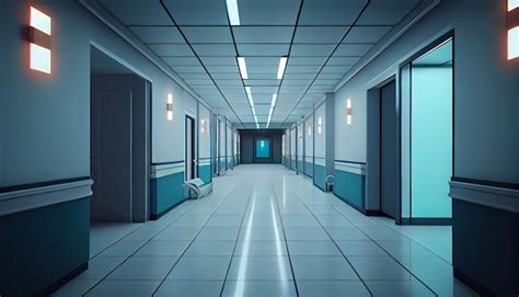 Premium Photo Futuristic Hallway With Glowing Lights And