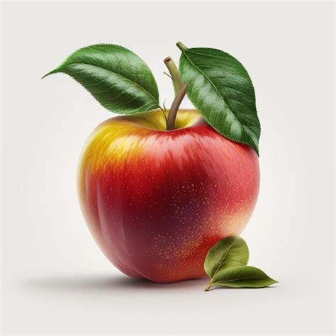 Premium Ai Image There Is A Red Apple With A Green Leaf On It