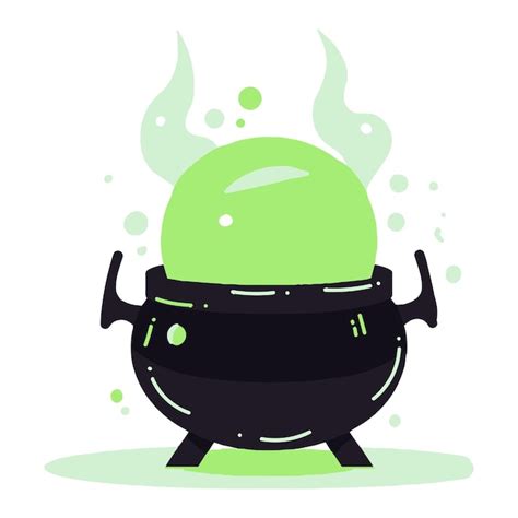 Premium Vector Hand Drawn Cute Witch Cauldron In Flat Style