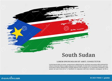 South Sudan Flag Grunge Brush And Poster Vector Stock Illustration