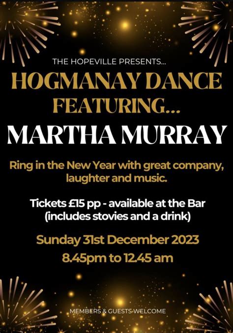 Hogmanay Dance With Martha Murray Hopeville Social Club Peterhead