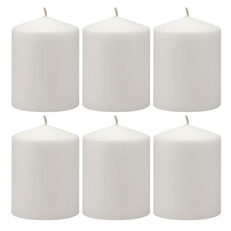 3x4 Unscented White Pillar Candles Set Of 6 Stonebriar Collection