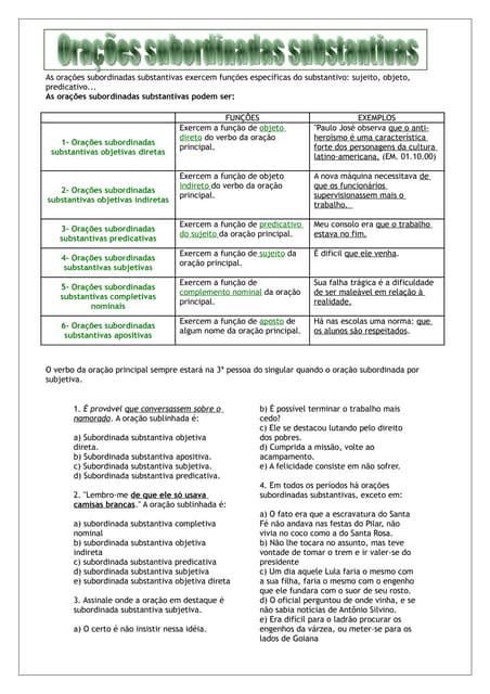 Oracoes subordinadas-substantivas-exercicios- | PDF