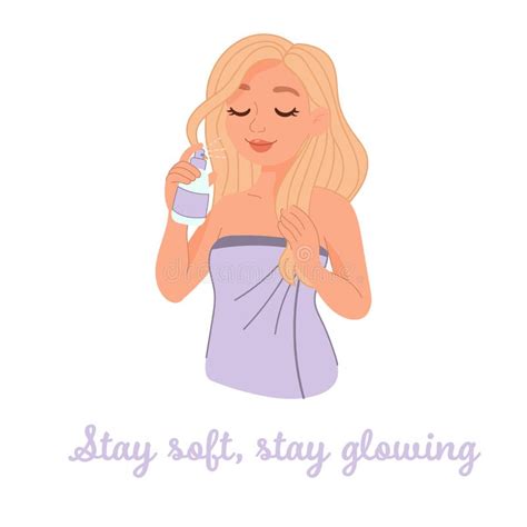 Blonde Girl Hair Misting With Glowing Skin Quote Stock Illustration Illustration Of Cute