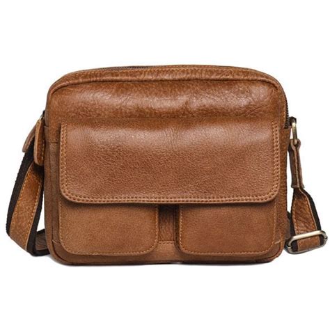 Herren Shultertasche Leder Umh Ngetasche Querformat