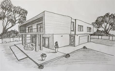 How To Draw A Modern House In Point Perspective Warehouse Of Ideas