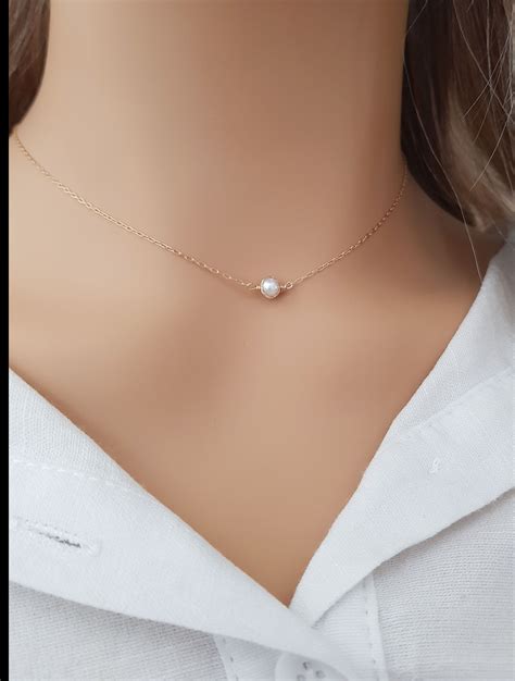 Simple Pearl Necklace 14k Gold Filled Pearl Necklace Single Pearl