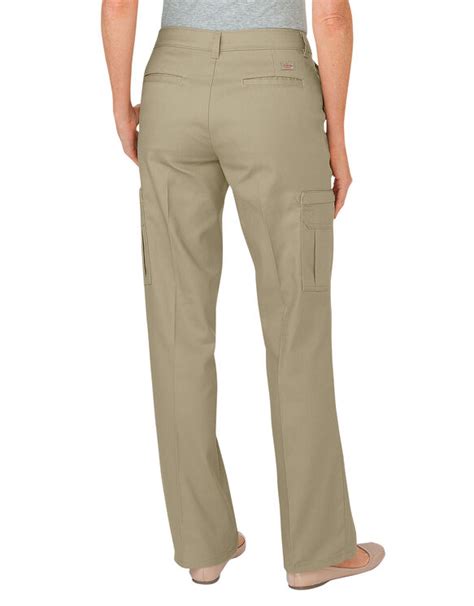 Womens Premium Relaxed Fit Straight Leg Cargo Pants Desert Khaki Womens Pants Dickies