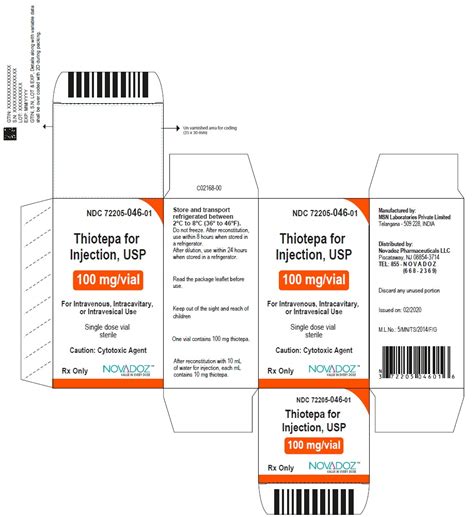 Thiotepa Novadoz Pharmaceuticals Llc Fda Package Insert