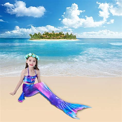 Surenhap 3PS Mädchen Meerjungfrauen Badebekleidung Meerjungfrau Badeanzug Bikini Set