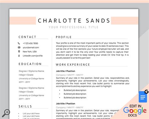 google resume templates professional modern resume template  pages