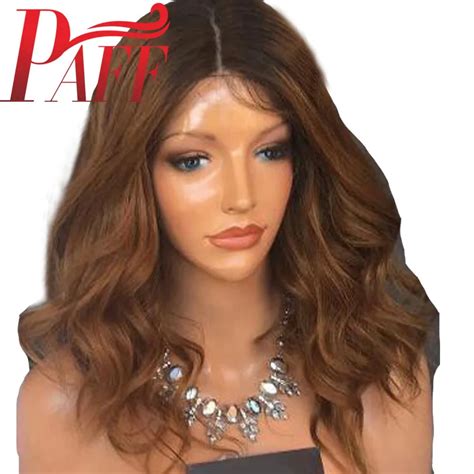 PAFF Short Ombre Lace Front Wigs Human Hair Brazilian Remy Hair Wavy