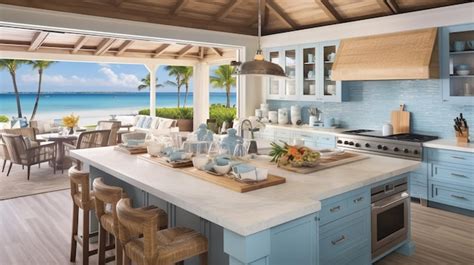 Premium Photo Breezy Coastal Kitchen With Stunning Sea Views