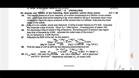 Puc Ii Year Chemistry Bagalakote District Mid Term Qp Nd Puc Mid