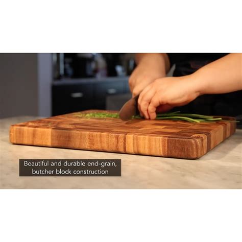 Ironwood Gourmet Large End Grain Prep Station Acacia Wood Cutting Board