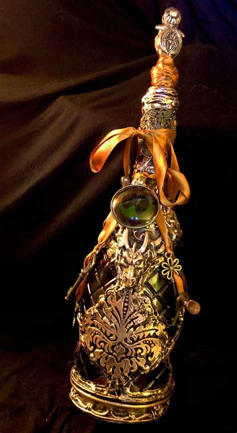 Djinn Genie Glass Potion Bottle Highly Decorated With Sculpted Pieces