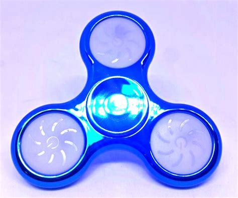 Hand Spinner Cromado Led Azul Rolamento Anti Estresse Fidget Hand